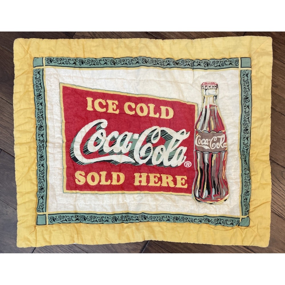 Vintage Coca Cola Sold Here Quilted‎ Pillow Case Sham Standard Size
